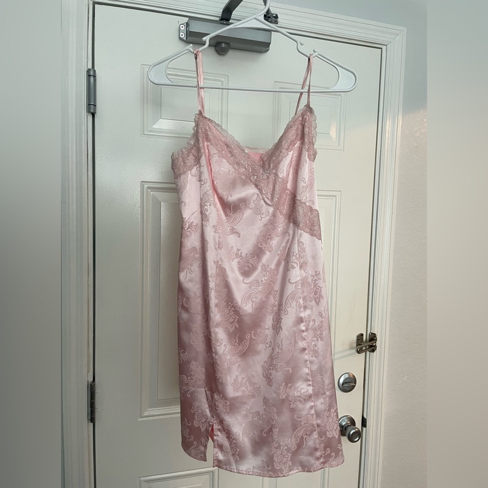 bp Pink Satin Slip Dress with Spaghetti Straps